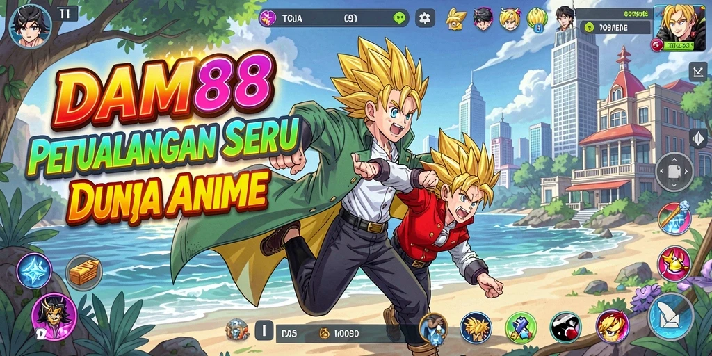 Tampilan gameplay DAM88 yang penuh aksi dan karakter anime.