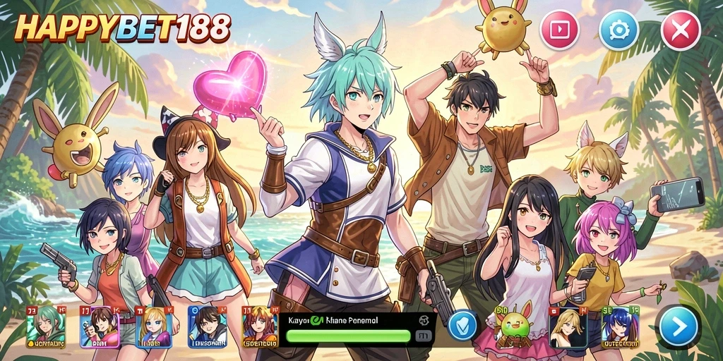 Screenshot utama menampilkan gameplay seru dari game Anime HAPPYBET188.