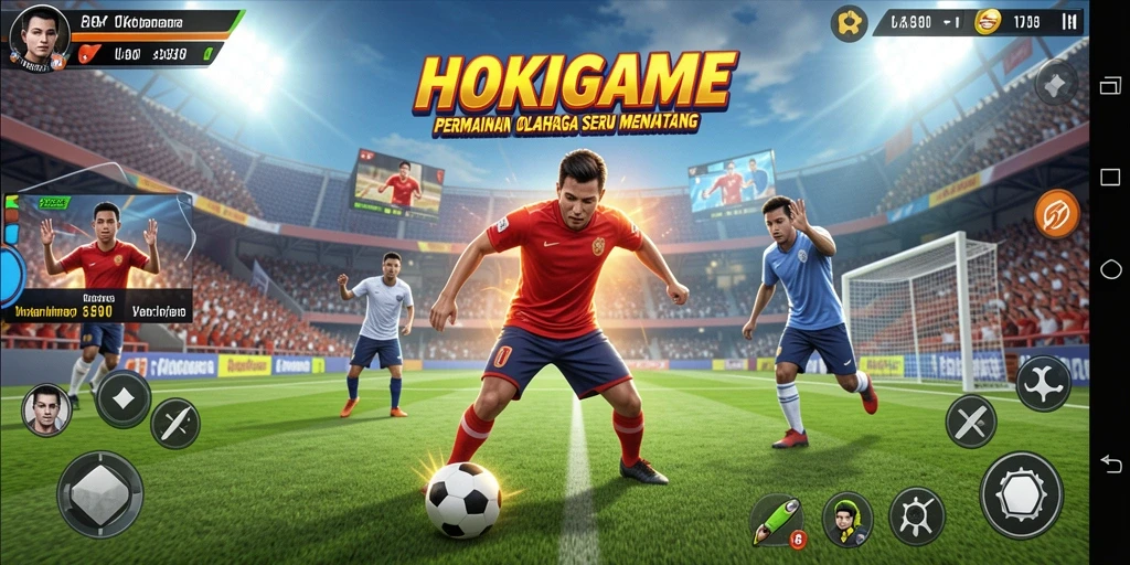 Tampilan gameplay HOKIGAME yang menggugah semangat olahraga.