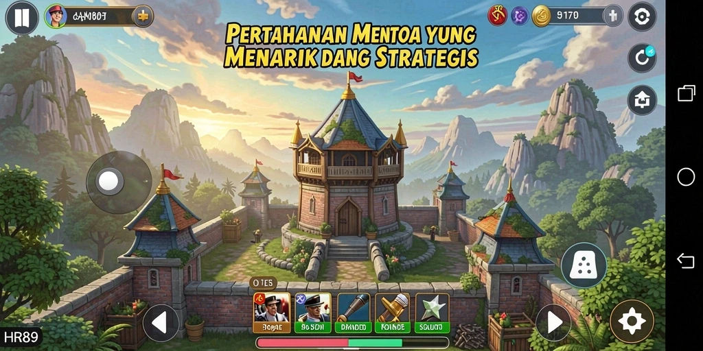Tampilan mendebarkan dari gameplay Tower Defense HR89.