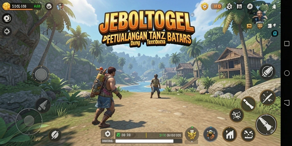 Screenshot gameplay JEBOLTOGEL menampilkan dunia terbuka yang luas dan dinamis.