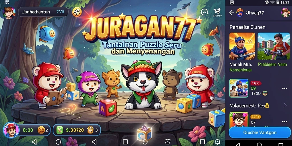 Tampilan screenshot utama JURAGAN77 menunjukkan gameplay puzzle yang mendebarkan.