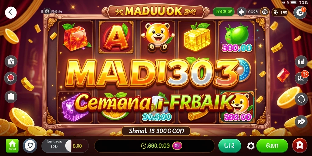 Tampilan gameplay Slot MADU303 yang penuh warna dan menarik.