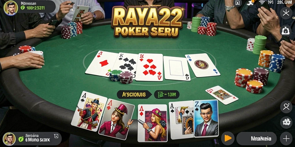 Tampilan menarik dari gameplay Poker dalam RAYA22 dengan interaksi pemain.