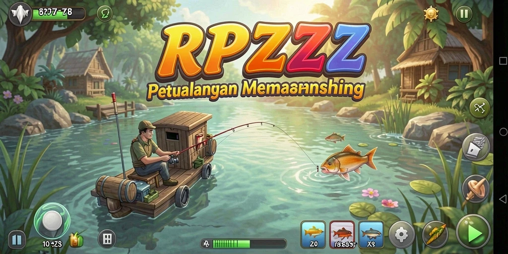 Tampilan gameplay RPZZZ yang menarik saat menangkap ikan.