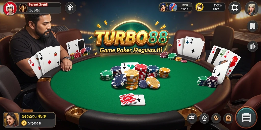 Tampilan gameplay TURBO88 yang menarik dan seru saat bermain Poker.